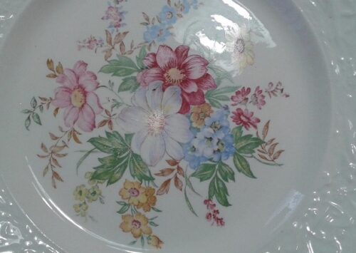 A close up of the flowers on a plate