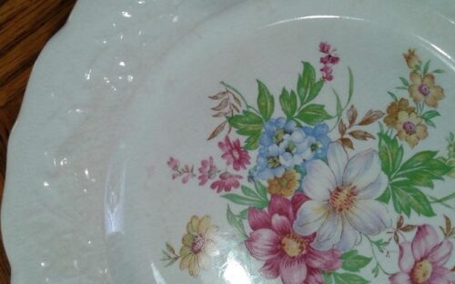 A close up of the flowers on a plate