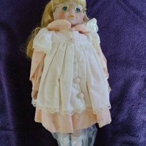 Porcelain Doll Peach Floral Dress