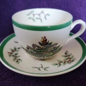 Spode Christmas Tree Cup & Saucer A cup and saucer with green trim