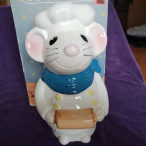 Chef Pierre Mouse Baker W/ Rolling Pin Cookie Jar