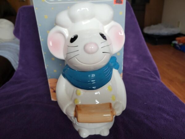 Chef Pierre Mouse Baker W/ Rolling Pin Cookie Jar