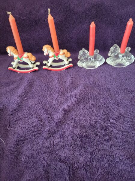 Ceramic & Glass Rocking Horse Candle Holders Set of 4